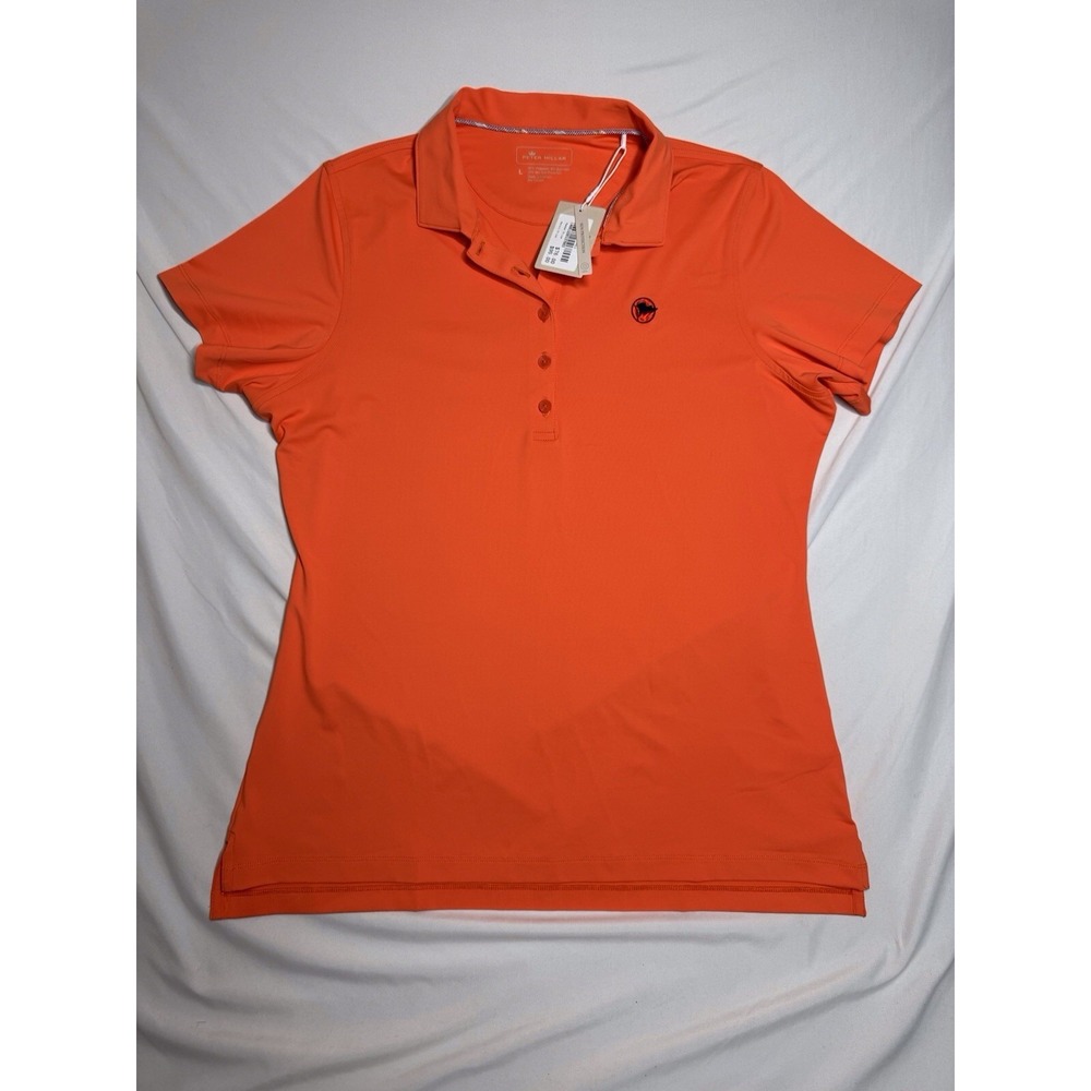 NWT Peter Millar Performance Golf Orange Polo UPF‎ 50+ Stretch Women's Large